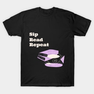 Sip Read Repeat coffee reading T-Shirt